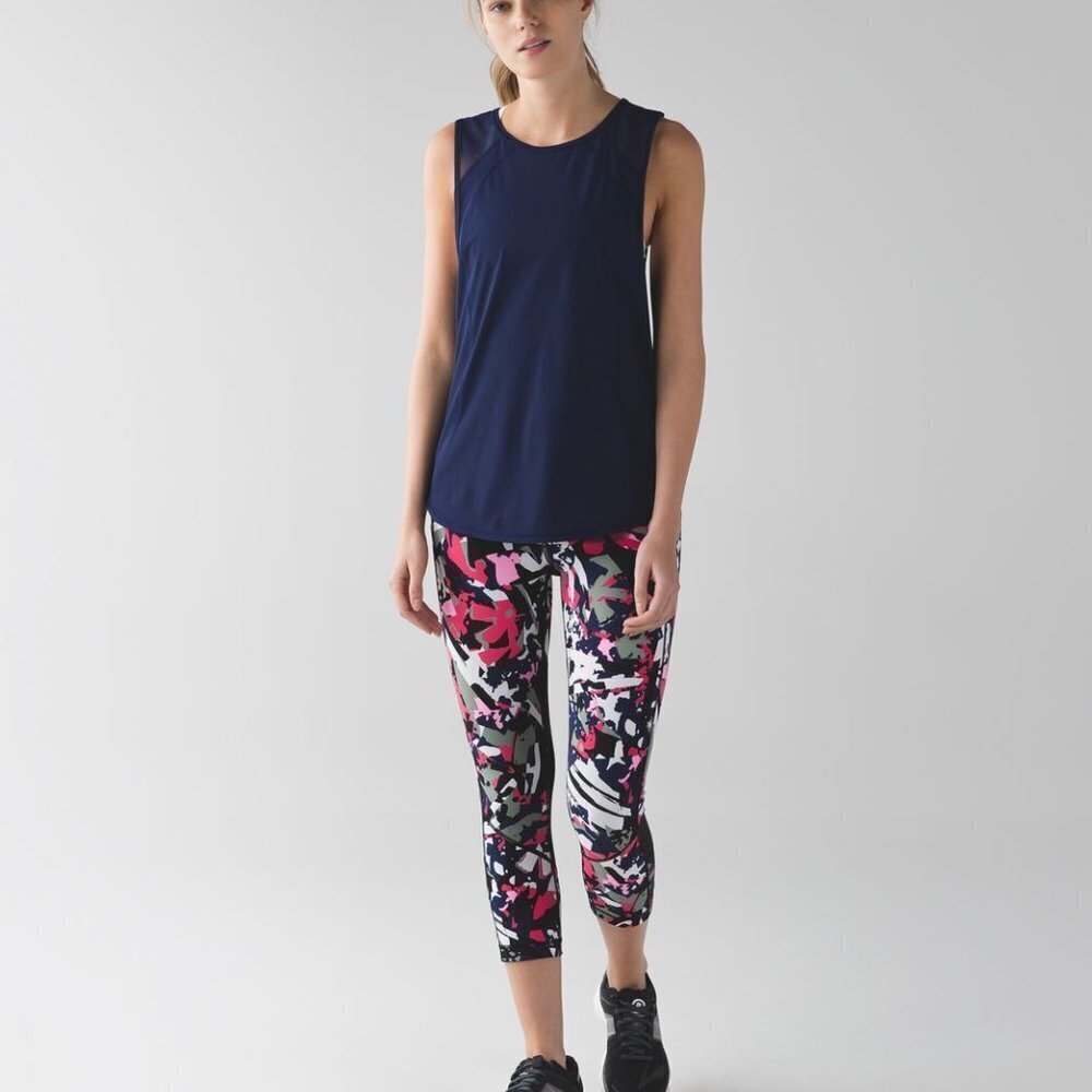 Lululemon Womens Pink Pace Rival Crop Pop Cut Boom Juice Run Leggings Size 2